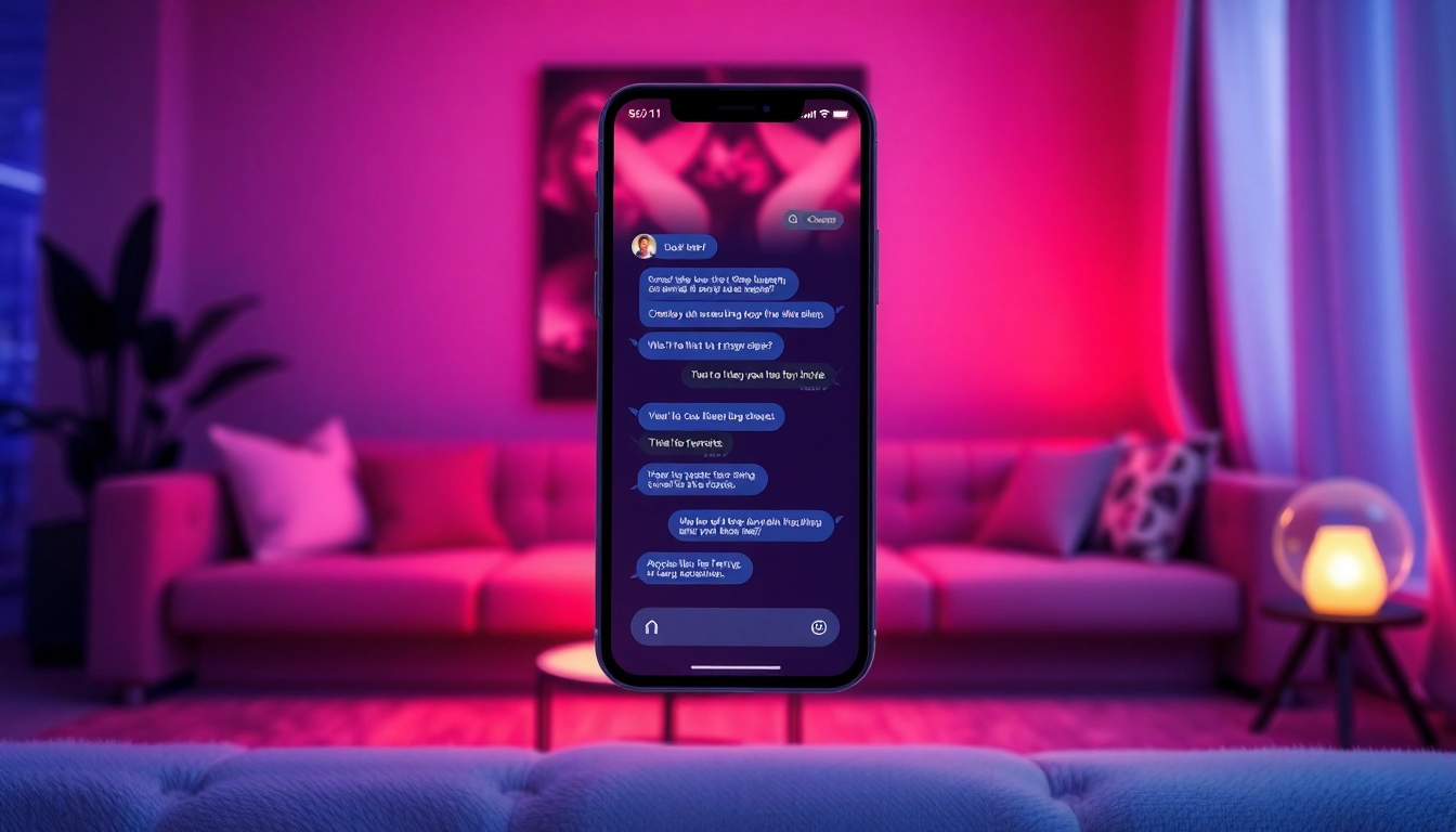 Engaging sexy ai chat interface on a smartphone, set in a cozy atmosphere.