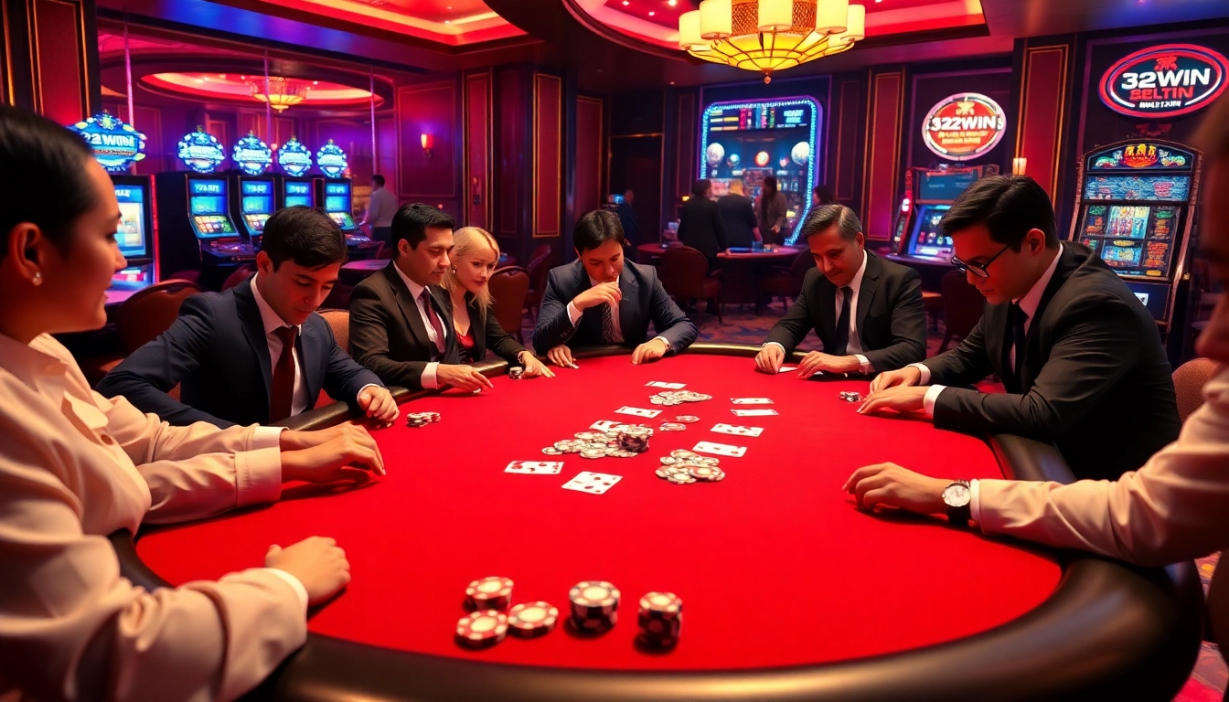 Experience thrilling high-stakes poker action at 32win casino with luxury ambiance and strategic gameplay.